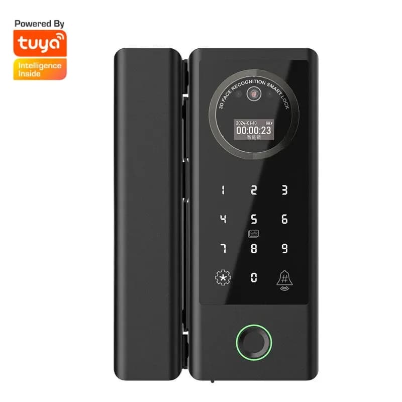 Tuya Riconoscimento facciale Smart Lock Impronta digitale Smart Home Serratura per porta in vetro Wifi Elettronica Keyless Entry Office Gate Lock