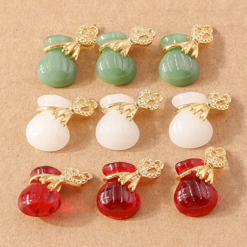 10 pz Ciondoli a Sacchetto della Fortuna in Giada 23*3mm per Collane Orecchini Bracciali Fai da Te Accessori per Creazione Gioielli