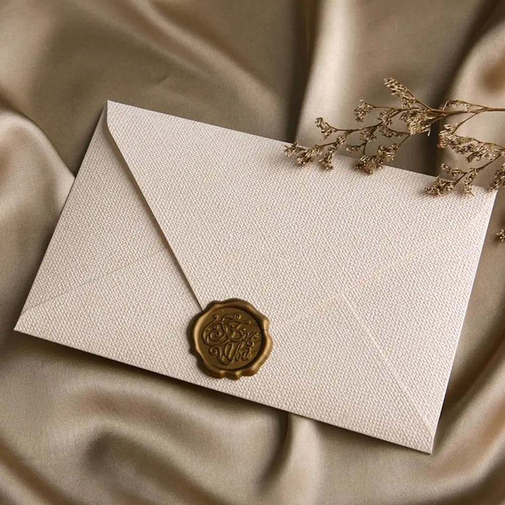 Busta retrò con texture in lino da 10 pezzi semplice con adesivo in ceralacca Busta di ringraziamento per benedizione Carta d'invito artistica nostalgia