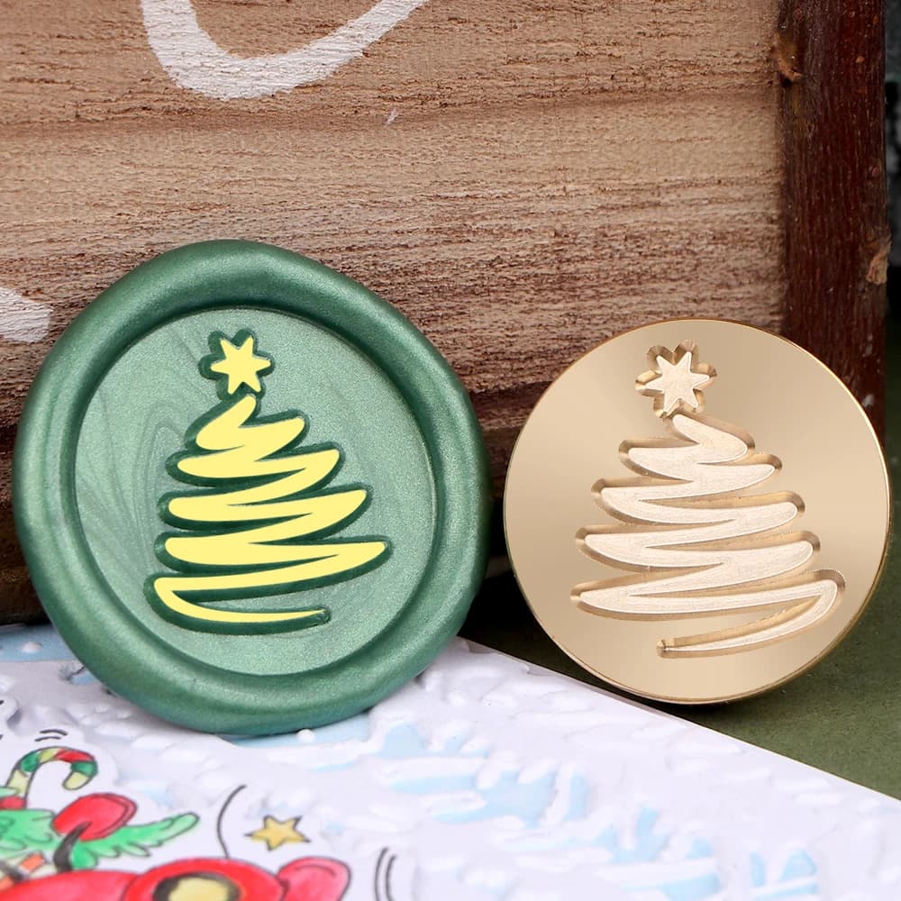 Merry Christmas Tree Star Circle Wax Stamp Head Scrapbooking Envelope Party Cards Decor Wax Seal Stamp Set 2025