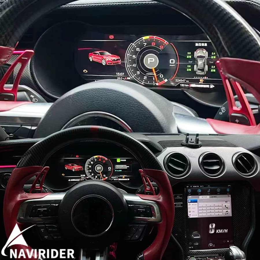 Display LCD da 12.3'' per auto, compatibile con Carplay, per Ford Mustang 2014-2018, tachimetro 1920*720, display intelligente multicolore ad alta risoluzione.