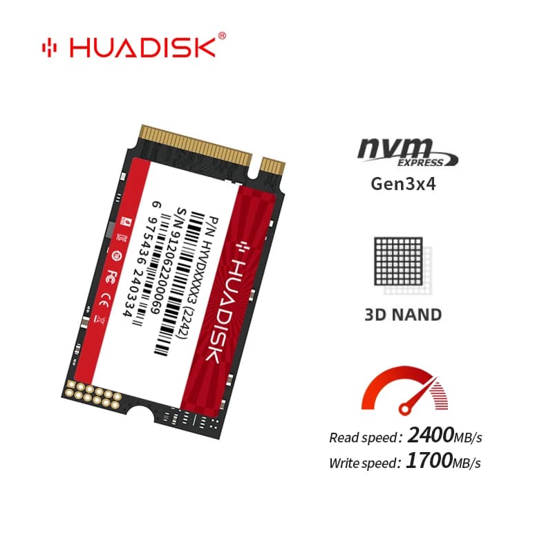 HUADISK M 2 NVMe SSD 512GB 256gb 128GB M.2 2242 Nvme PCIe 2242 SSD 1TB Disco a stato solido interno per Orange PI 5 Lenovo S540