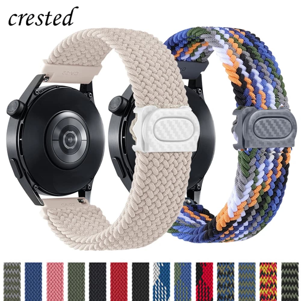 Cinturino intrecciato da 20mm/22mm per Samsung Galaxy Watch 6 4 classic/5 pro/active 2/s3/46 Bracciale ad anello in nylon Huawei watch GT2 3 4 Band