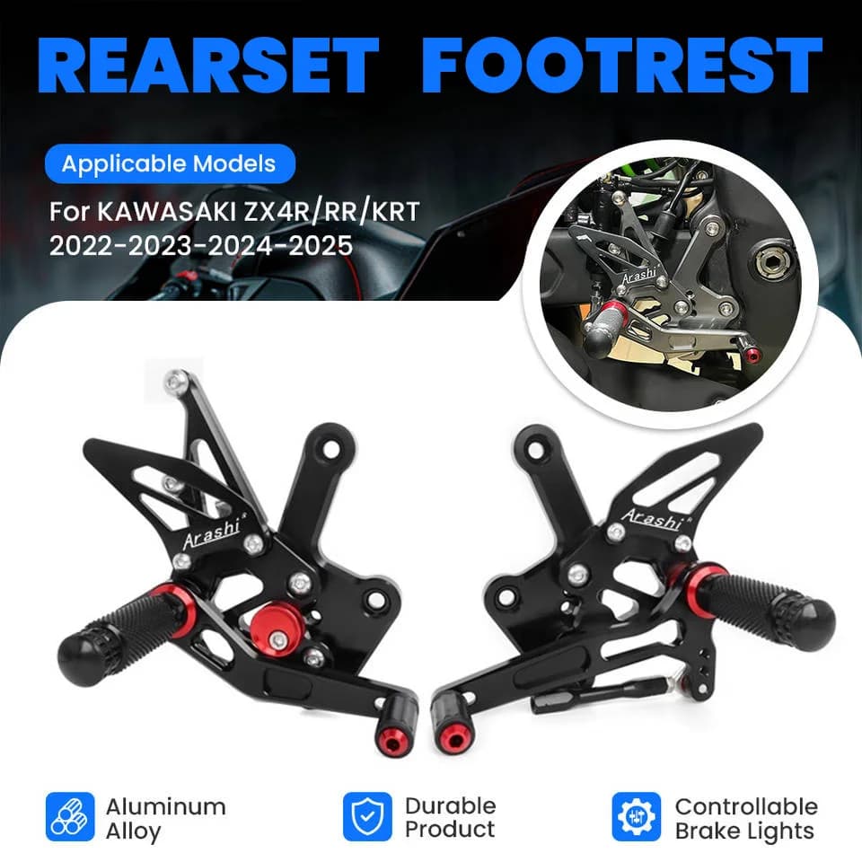 Pedane Anteriori e Posteriori ARASHI per Moto KAWASAKI ZX4R ZX4RR KRT 2022 2023 2024 2025 2026