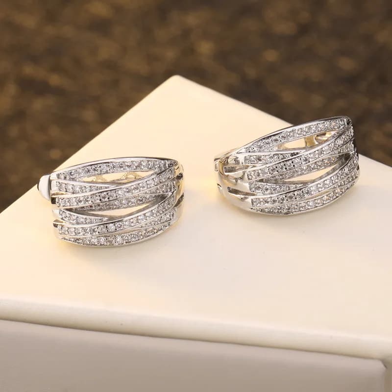 International Film and Television Superstar Identical Earrings -Multi-layered Hollow Cubic Zirconia Earring-Luxurious Earrings