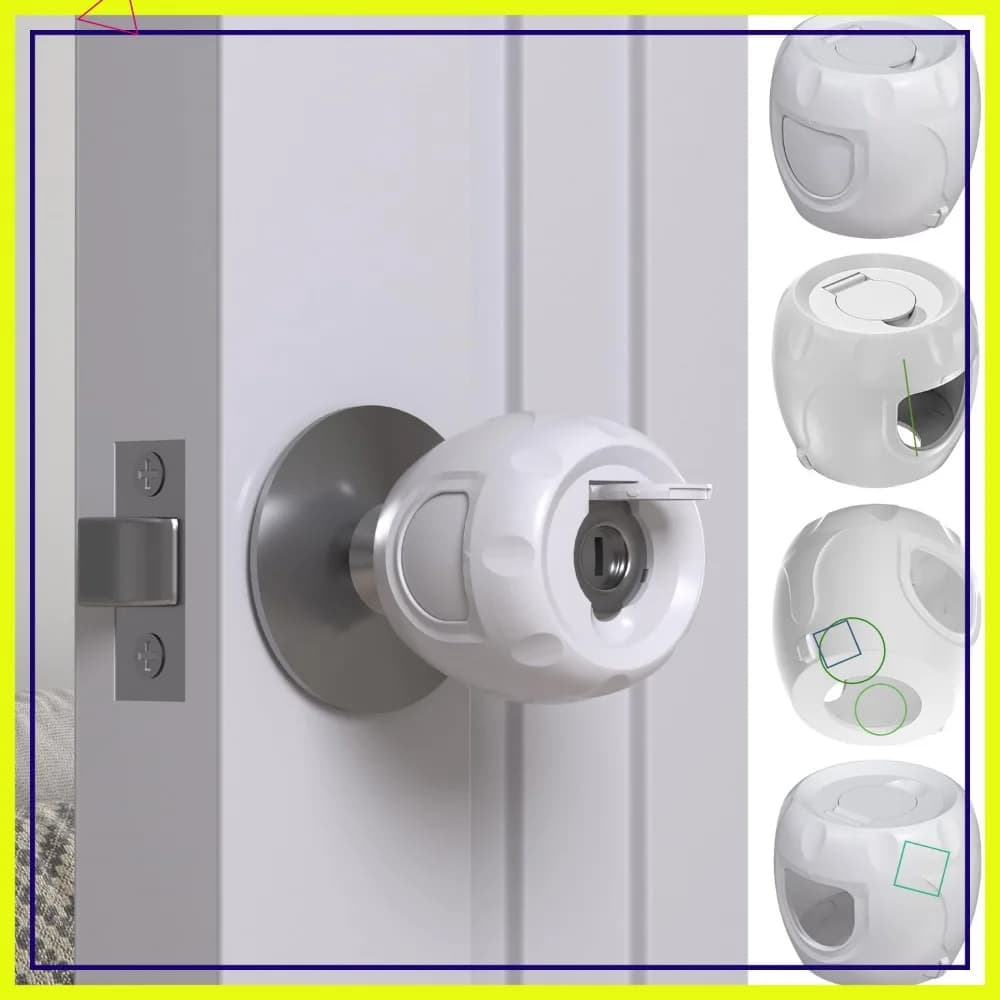 Copri Maniglie di Sicurezza per Bambini, Confezione da 4, Fori Nascosti e Design Bloccabile, Nessun Attrezzo Necessario