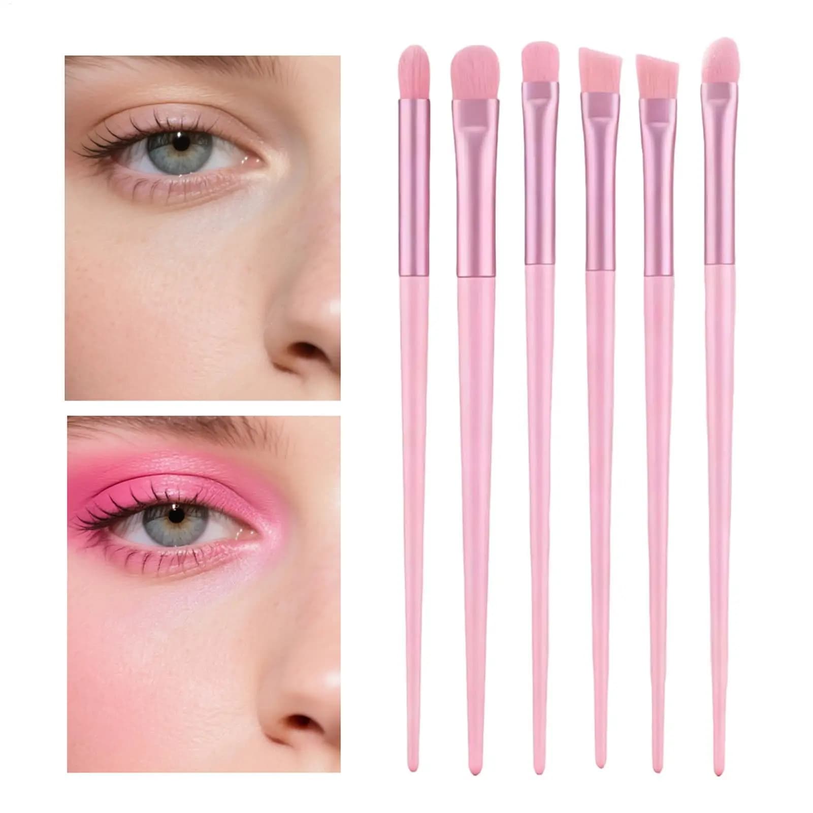 Set of 6 Eye Makeup Brushes with Soft Sets for Details, Umbrella Brush, Lighting, Corrector and Eyeliner