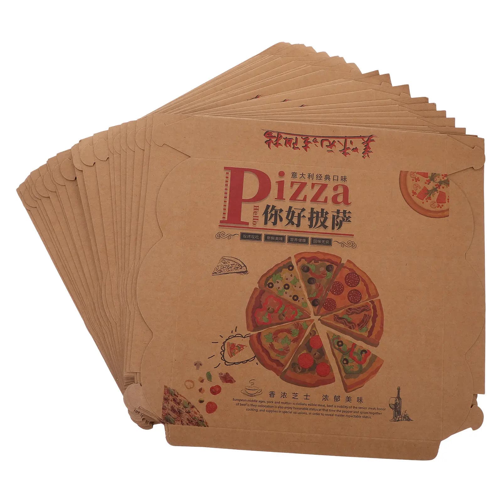 20Pcs 8-Inch Corrugated Paper Pizza Boxes Disposable Food Packaging for Takeout Delivery Storage Bakery Baked Goods Party Favors