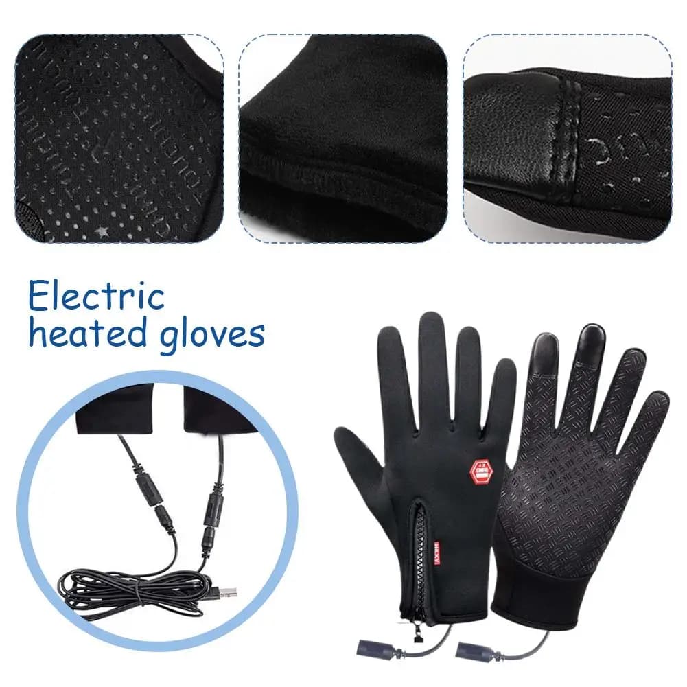 Guanti riscaldati USB Guanti da moto impermeabili touchscreen invernali ricaricabili elettrici per donna Uomo Guanti a mano caldi