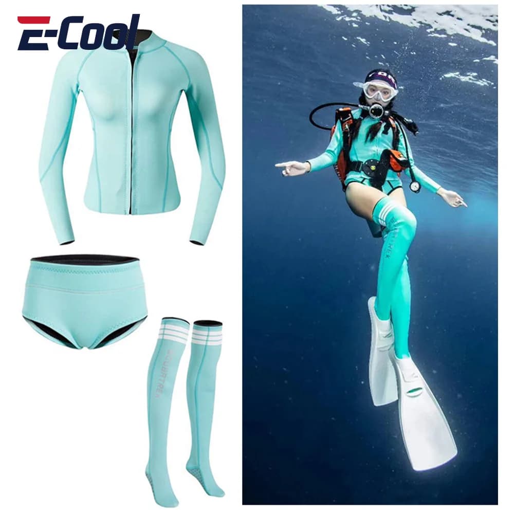 2mm dive, Split Jellyfish model, for snorkeling, free and deep diving, with sun protection, for surfing and swimming