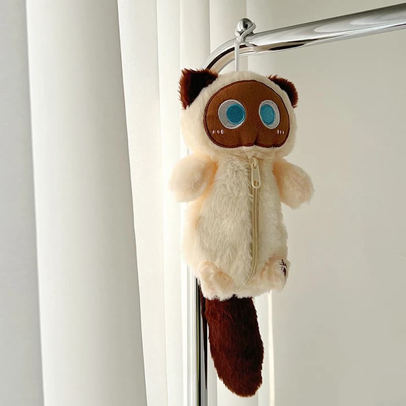 Astuccio per matite per gatti in peluche carino cartone animato astuccio per matite di grande capacità organizzatore per penne per cancelleria per studenti materiale scolastico
