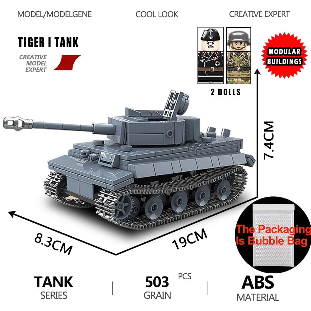 Serie militare Panzer Tiger I Carro pesante Blocchi di costruzione Fai da te Seconda Guerra Mondiale Modello di veicolo Giocattoli dei mattoni per bambini Ragazzi Set di regali