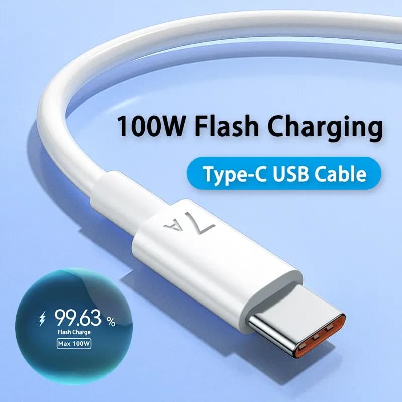 Cavo USB tipo C a ricarica rapida da 100 W 7A per Xiaomi Redmi POCO Huawei Honor Caricatore per telefono cellulare Cavo USB C Power Bank