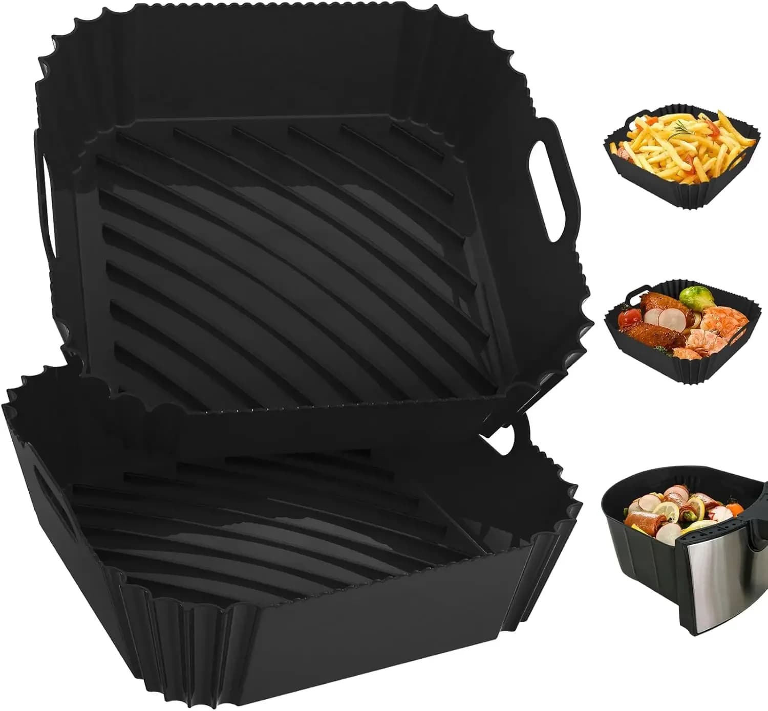 Silicone square baking tray for air fryer, non-stick, easy to clean, inner coating, essential for effortless cooking