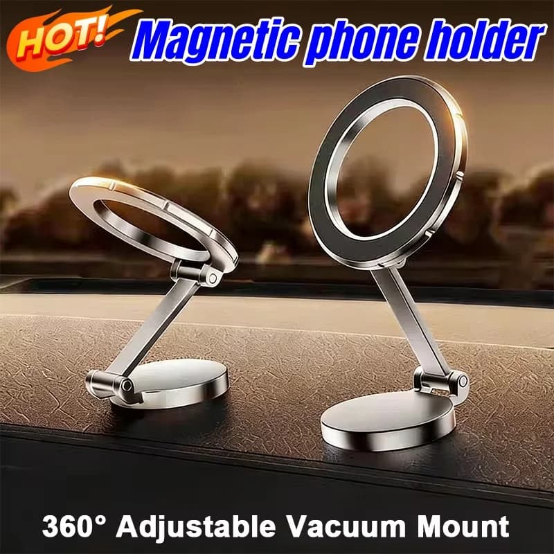 Nuovo supporto per telefono per auto Supporto per telefono magnetico per auto Forte magnetico 360 ° Supporto per telefono con ventosa in metallo pieghevole girevole per Magsafe