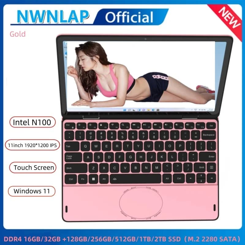 Economico 360 ° Touch Screen Laptop 11 pollici Intel N100 CPU 16GB/32GB DDR4 128G--1TB SSD Mini computer portatile per notebook da ufficio