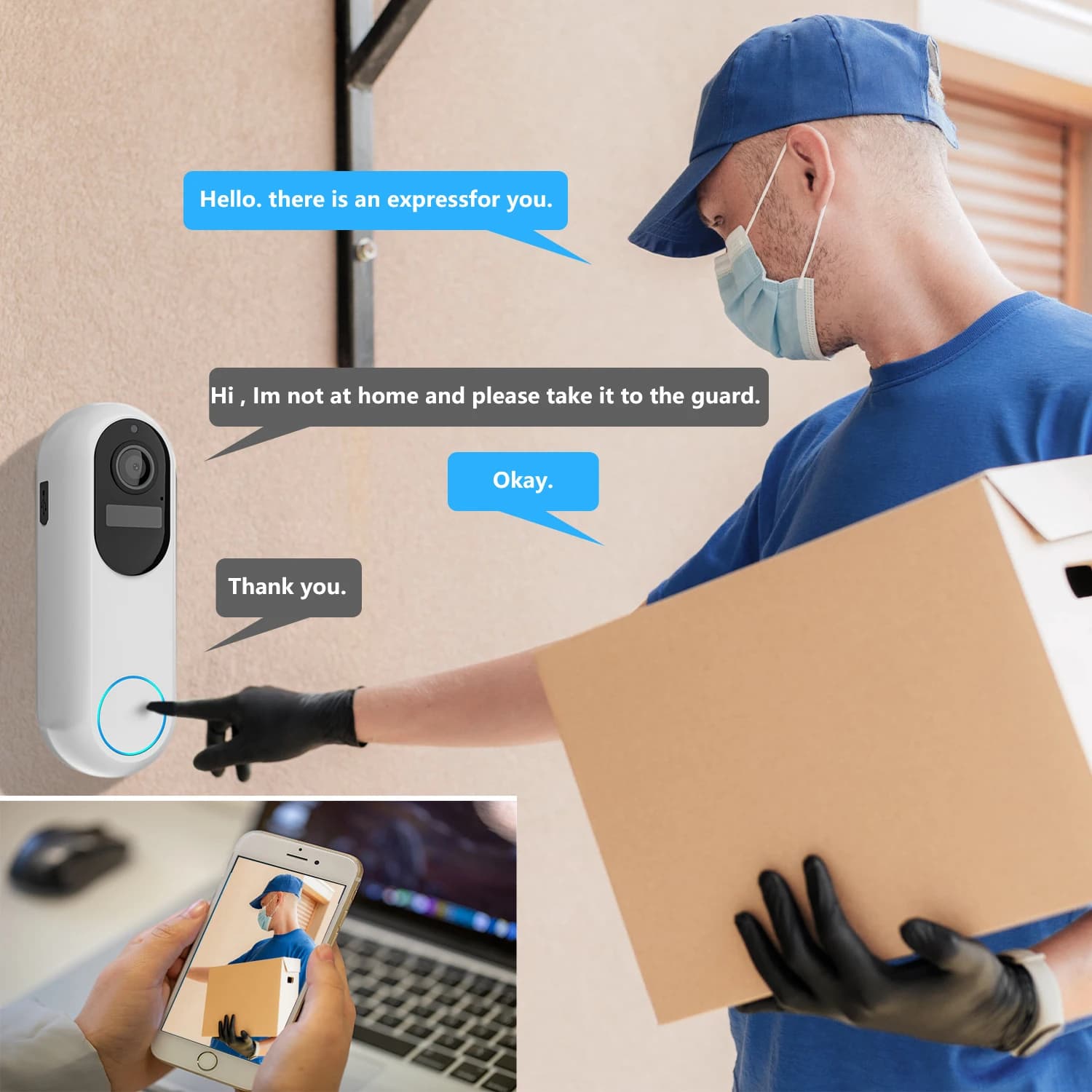 Campanello Video Intelligente Tuya con Telecamera 1080P, Impermeabile, Visione Notturna, Sicurezza Domestica, Citofono Digitale, WIFI 2.4GHz 5GHz