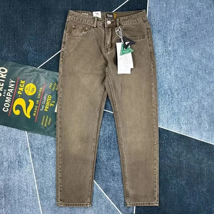 Retro American Khaki Straight Leg Men's Jeans Casual Wear Resistant And Wearable for Spring Autumn Workwear Youth Fashion