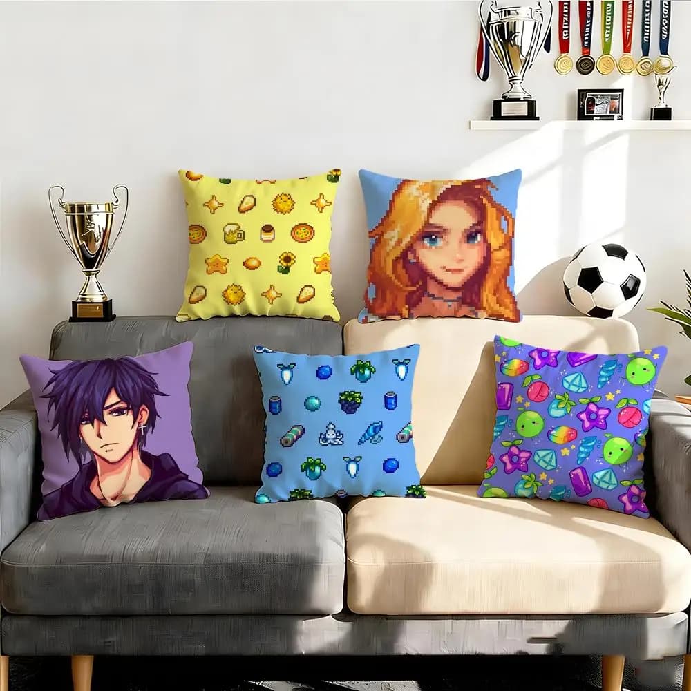 Set of 4 casual cushion covers Stardew Valley 50x50 45x45 40x40, decorative pillowcases for sofa and home decor