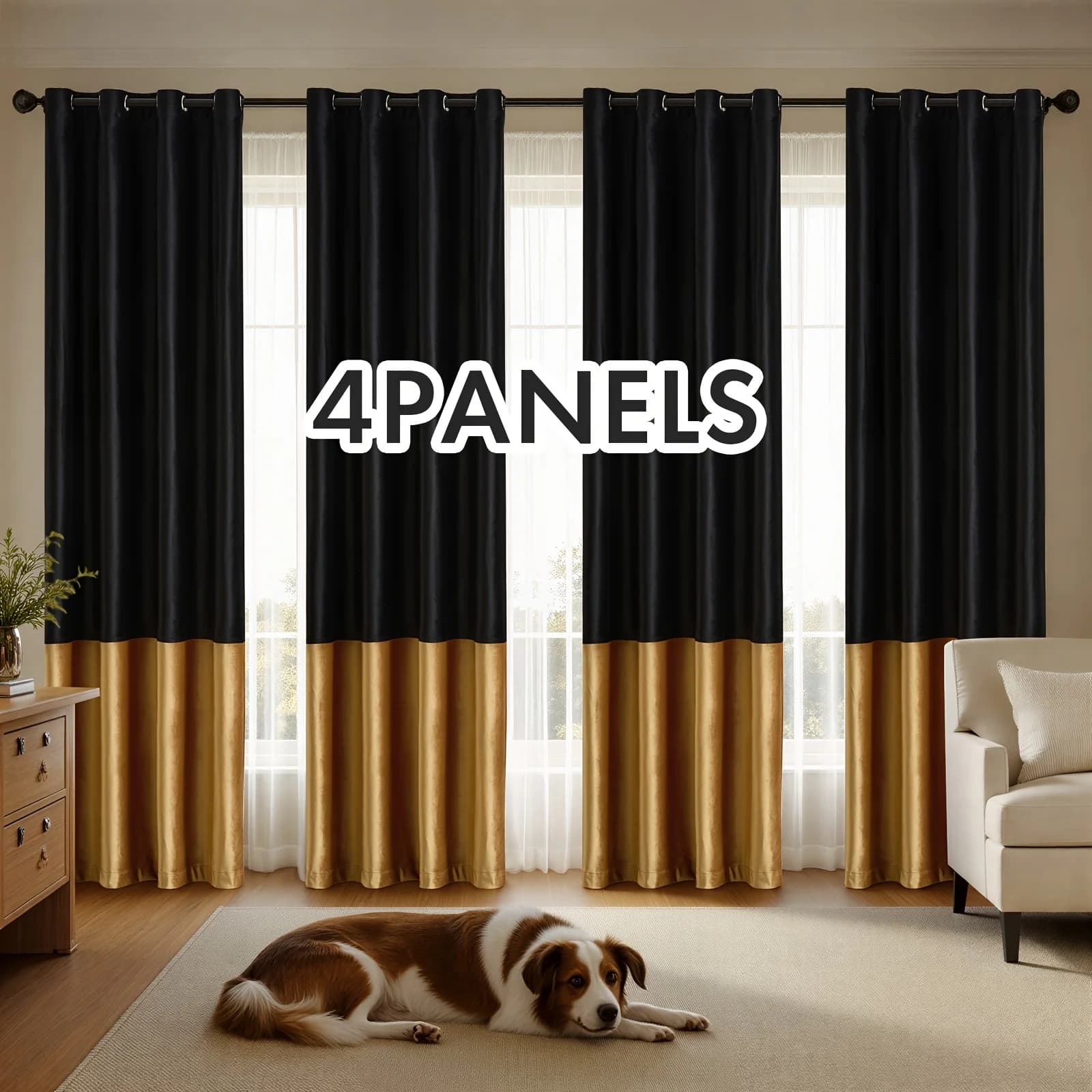 Tende in Velluto a 4 Pannelli Stile Rustico per Camera da Letto e Soggiorno, Oscuranti con Occhielli