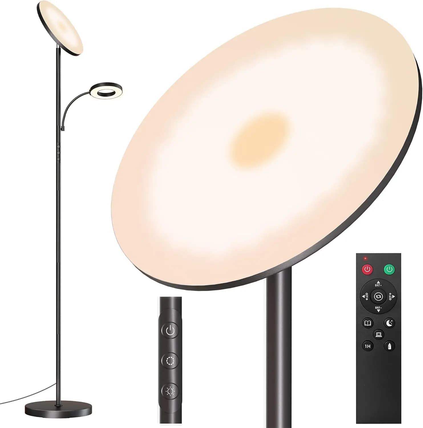 Lampada da Terra LED Super Luminosa con Telecomando, Dimmerabile a Regolazione Continua, Alta 175 cm per Soggiorno e Camera da Letto