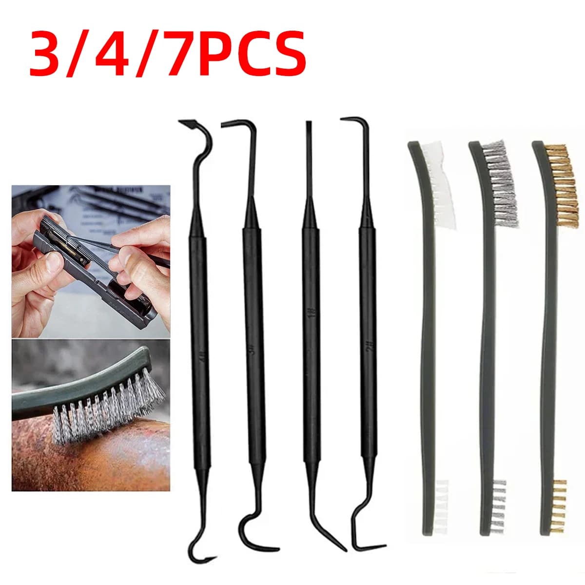 Double End Stainless Steel Wire Brush Nylon Hook Durable Copper Wire Cleaning Rust Removal Set for Cleaning Oil Stains Removal