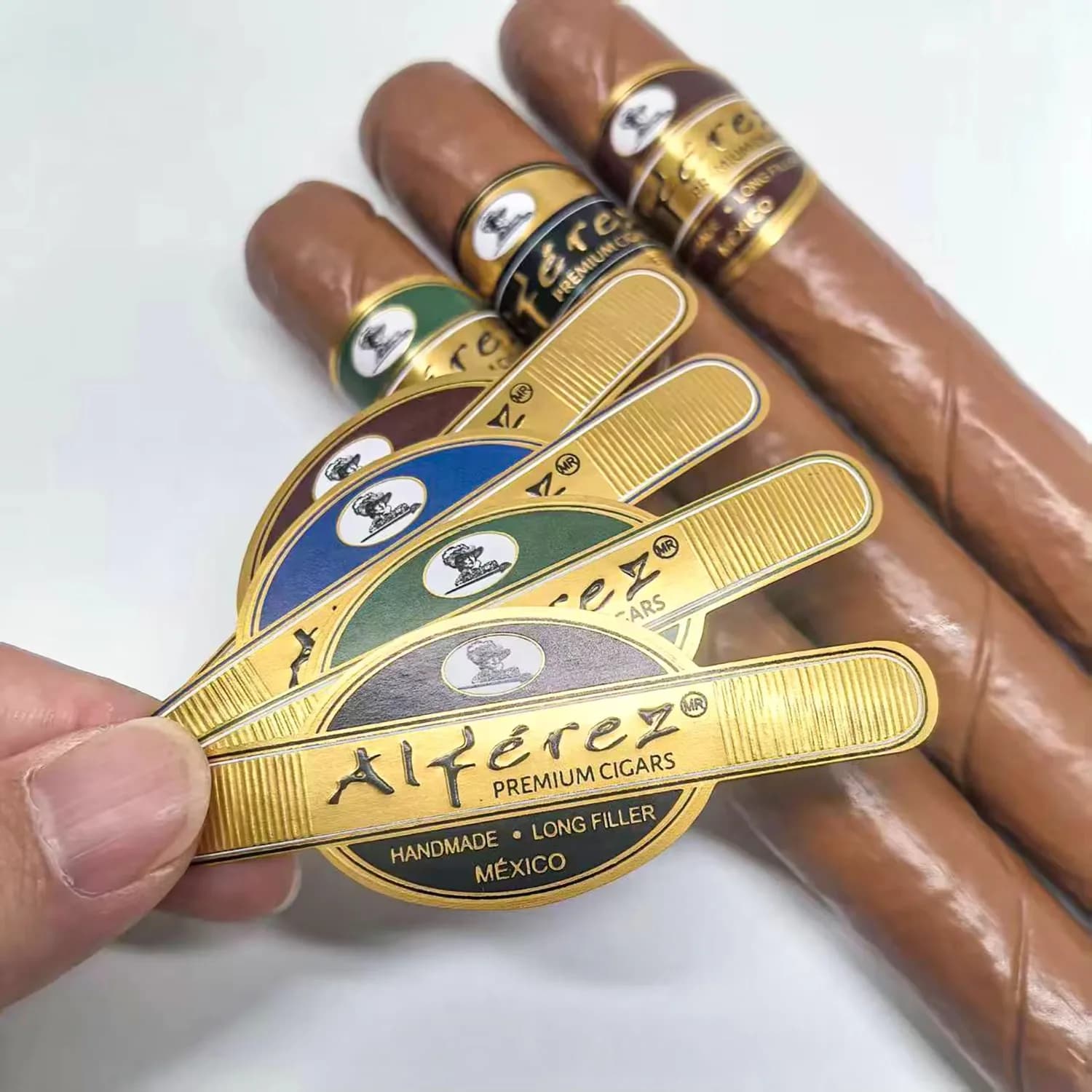 Custom Cigar Label Bands｜Embossed Gold Foil Hot Stamping｜Die Cut Cigar Rings