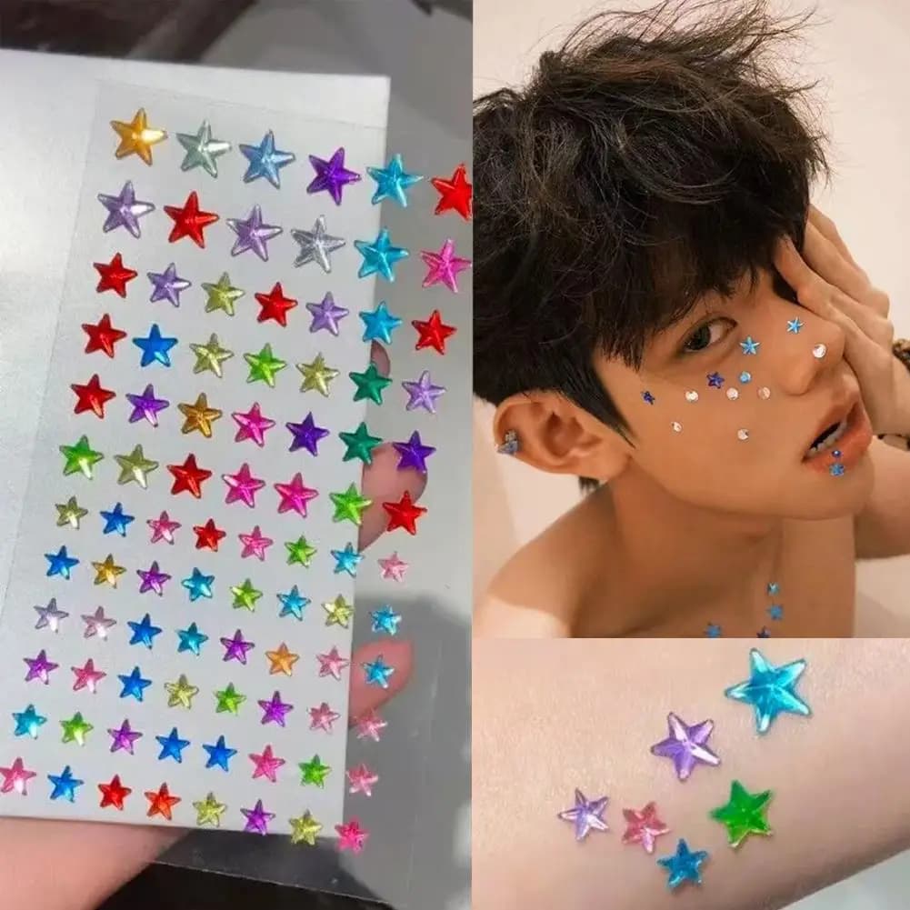 Strass Stickers for Face, Colored Crystal Gems for Music Festivals, Rave Party Makeup, Fai-da-Te Nail Art and Eye Decorations