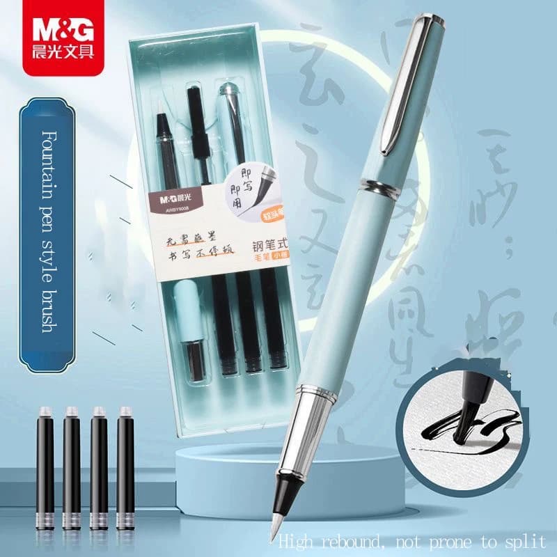 M&G Calligraphy Brushes, Calligraphy Pens, Set includes brushes, ink sacs, and ink absorbers, suitable for calligraphy practice.
