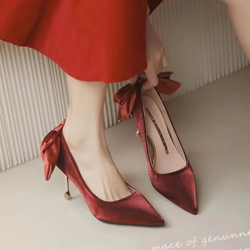 Scarpe eleganti da donna con tacco alto da sposa da sposa Moda sexy vino rosso da donna mocassini eleganti da festa scarpe a punta da donna