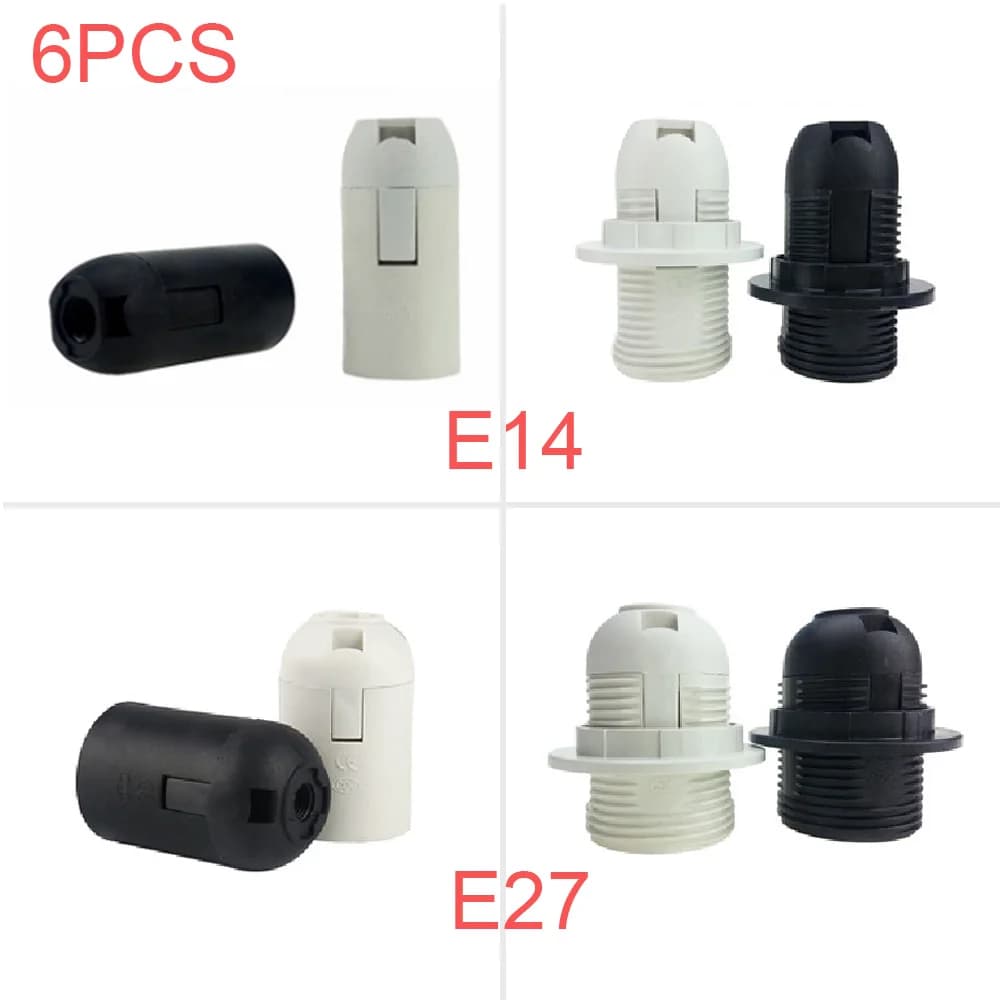 6 pz Base della lampada E14 E27 lampadina presa convertitore supporto di alimentazione testa a vite paralume anello adattatore per lampada a sospensione 110V 220V