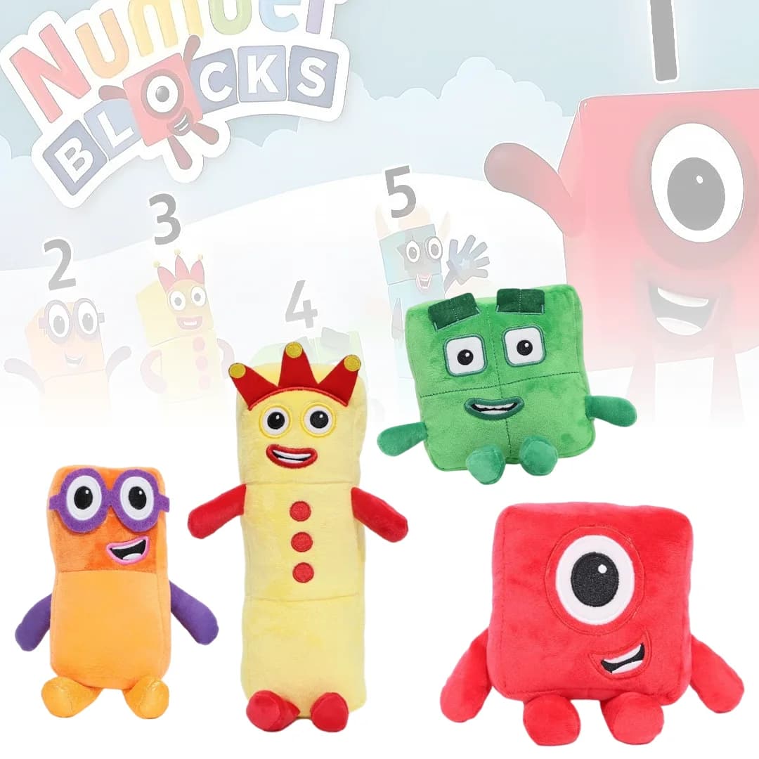 Peluche rettangolare da 20 cm con personaggio numerico, cuscino morbido imbottito per bambini, regalo educativo per l'apprendimento precoce della matematica, regalo di compleanno