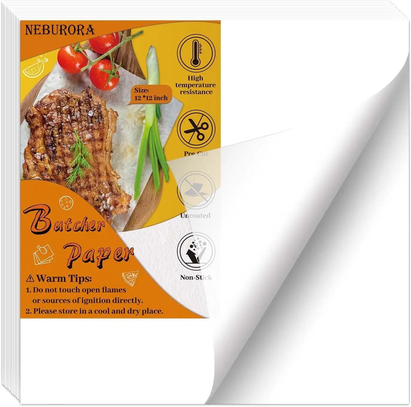 70 Pezzi di Carta da Macellaio Bianca 12x12 Pollici Pretagliata Quadrata Senza Cera Monouso per Sublimazione e Affumicatura Carni