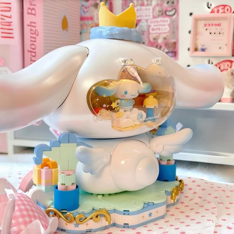 Nuova Serie Cinnamoroll: Blocchi da Costruzione, Decorazione Luminosa Mobile Anime, Modello da Assemblare, Set di Gioielli da Collezione, Giocattoli e Regali