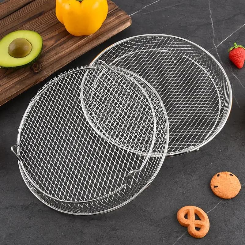 Griglia per friggitrice ad aria adatta per friggitrici ad aria, griglia per forno, griglia impilabile, utensili da cucina, per cucinare più alimenti, in acciaio inossidabile