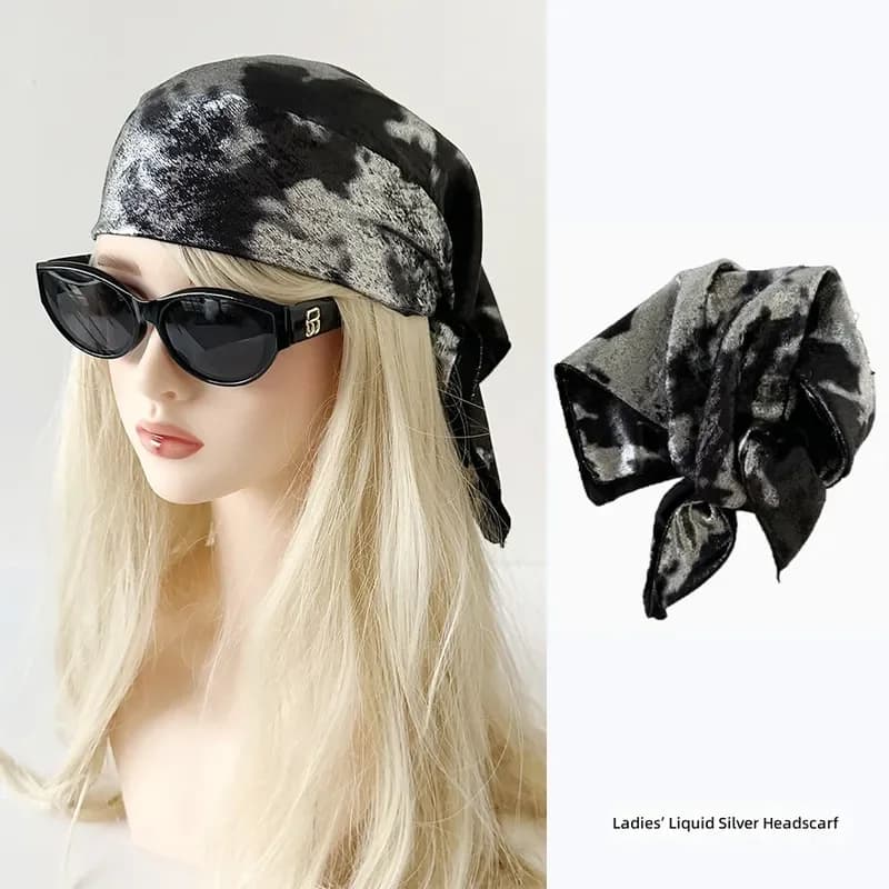 2026 Hip Hop Trend 60 Square Scarf Retro Spice Girl Culture Y2K Chest Wrap Versatile Unisex Headgear Baotou Silk Scarf