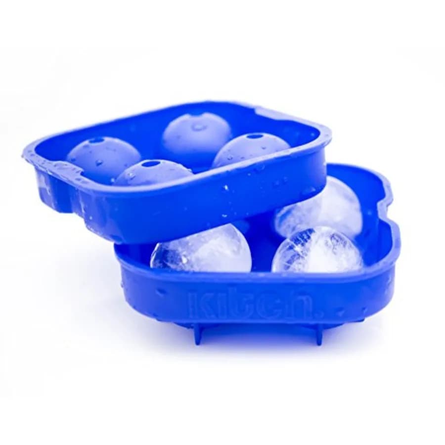Stampo per macchina per il ghiaccio - Vassoio per ghiaccio flessibile in silicone - Stampi 4 sfere per ghiaccio rotonde da 4,5 cm - Blu cobalto