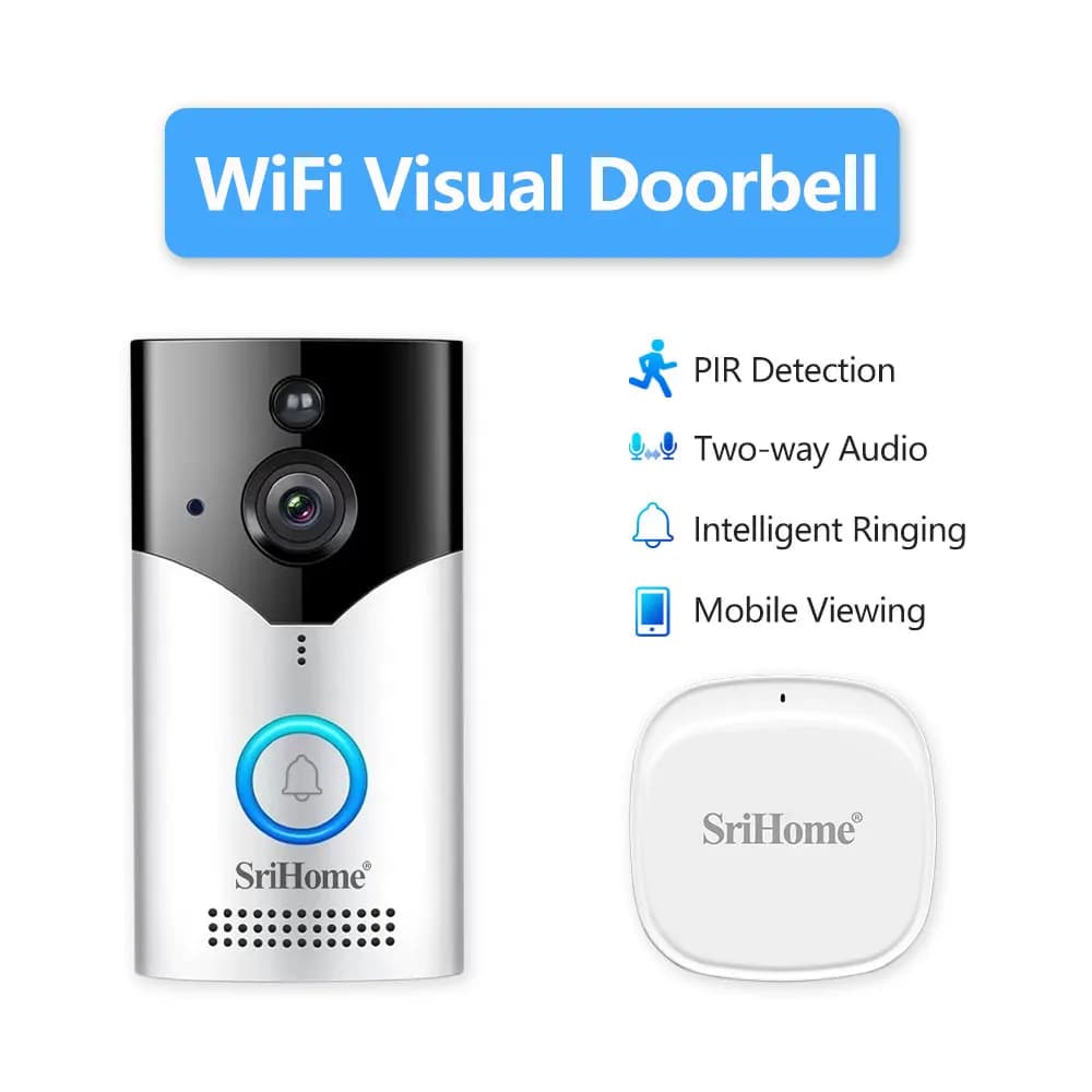 4MP 1440P Basso consumo Alimentazione a batteria Srihome APP WIFI Campanello Citofono Videocitofono con campanello IP Campanello Spioncino Vista