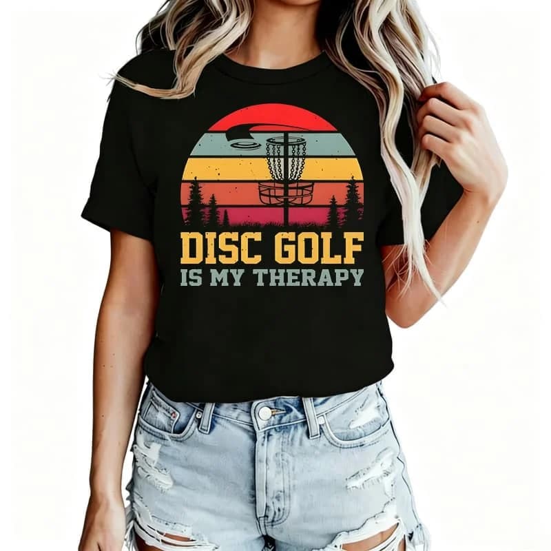 Disc Golf Women's T-Shirt 100% Cotton Funny Graphic Short Sleeve Tee Novelty Shirt Casual Crew Neck Top S-5Xl