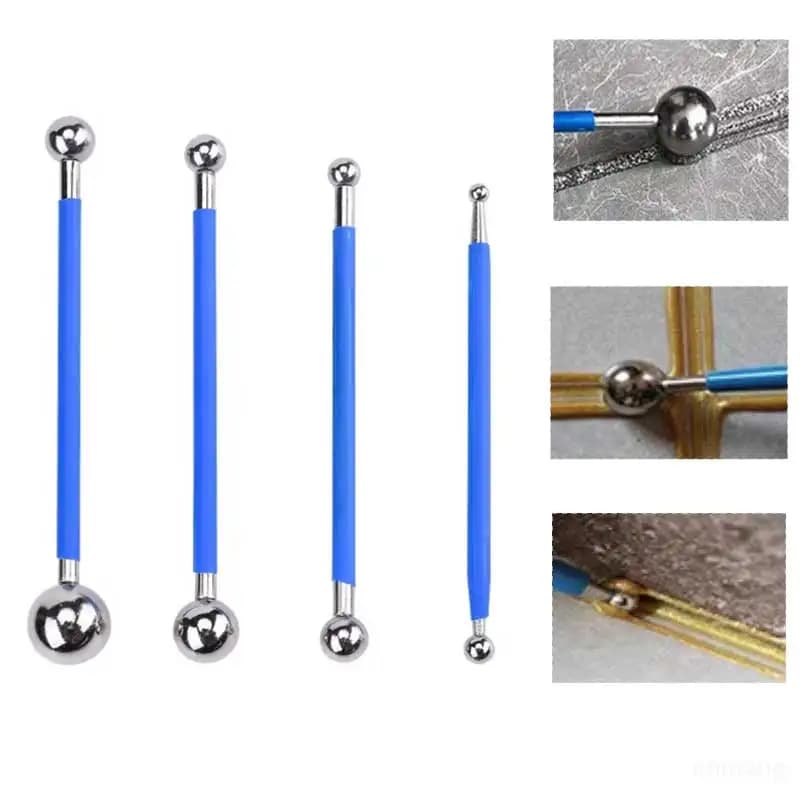 Set di 4 strumenti professionali per stuccare piastrelle, bastoncini di riparazione con doppia sfera in acciaio pressato, set per modellismo fai da te con argilla polimerica per sculture e giocattoli