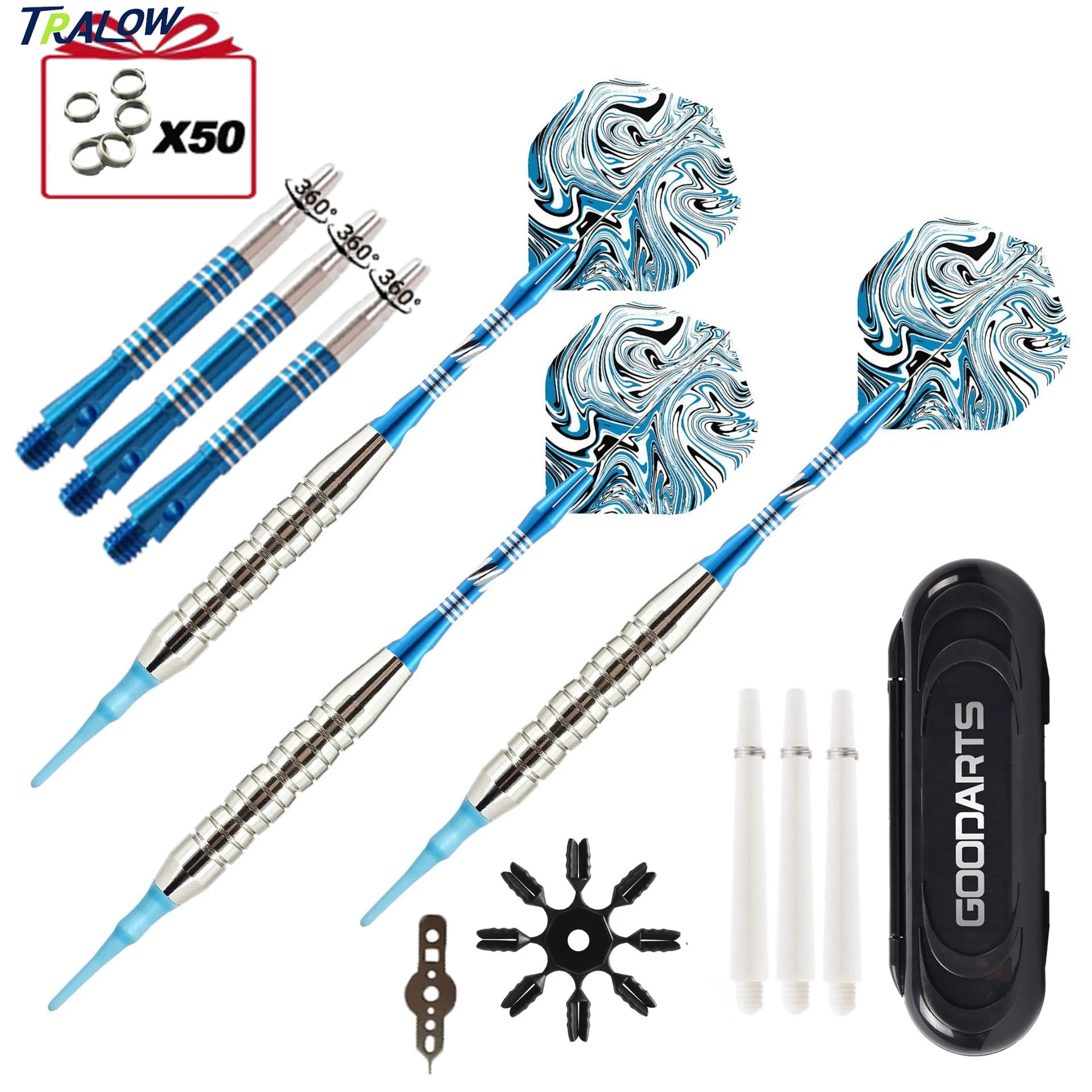 TRALOW Professional Soft Tip Darts Set 18g Precision Darts With Aluminum Shafts And Flights For Electronic Dartboard Games