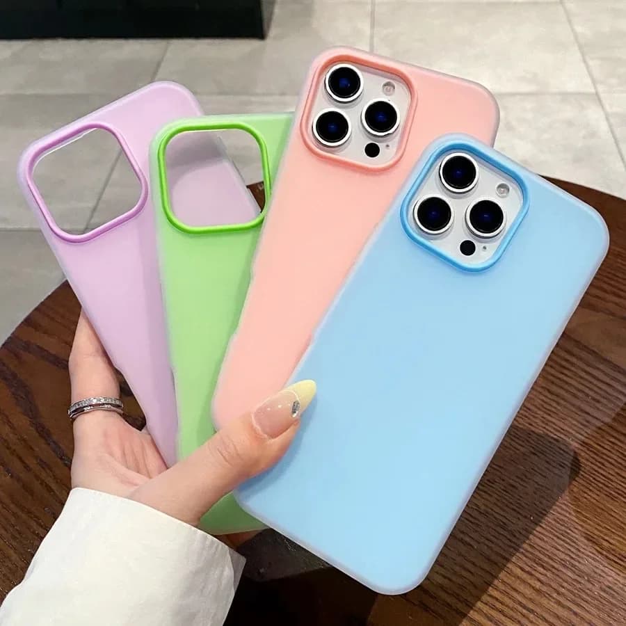 Custodia per telefono Candy Color 2 in 1 opaca morbida per iPhone 17 Air 16 15 14 Plus 13 12 Pro Max, cover antiurto in silicone con paraurti