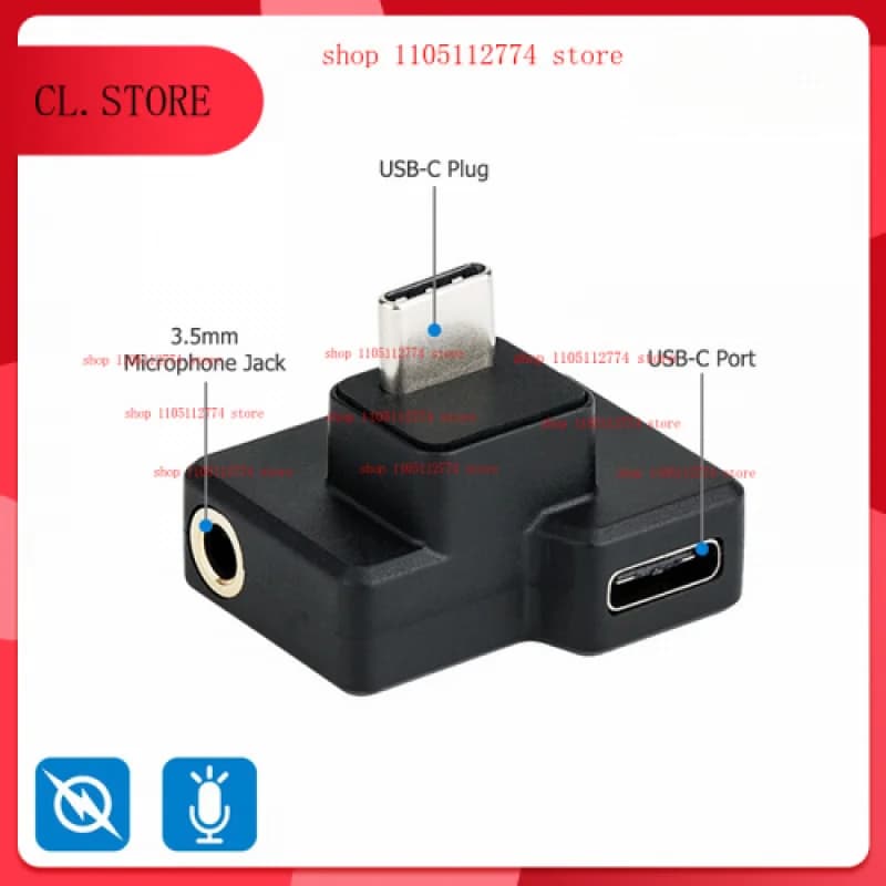 Per DJI Osmo Action Mark I -1a generazione USB-C e adattatore jack per microfono da 3,5 mm