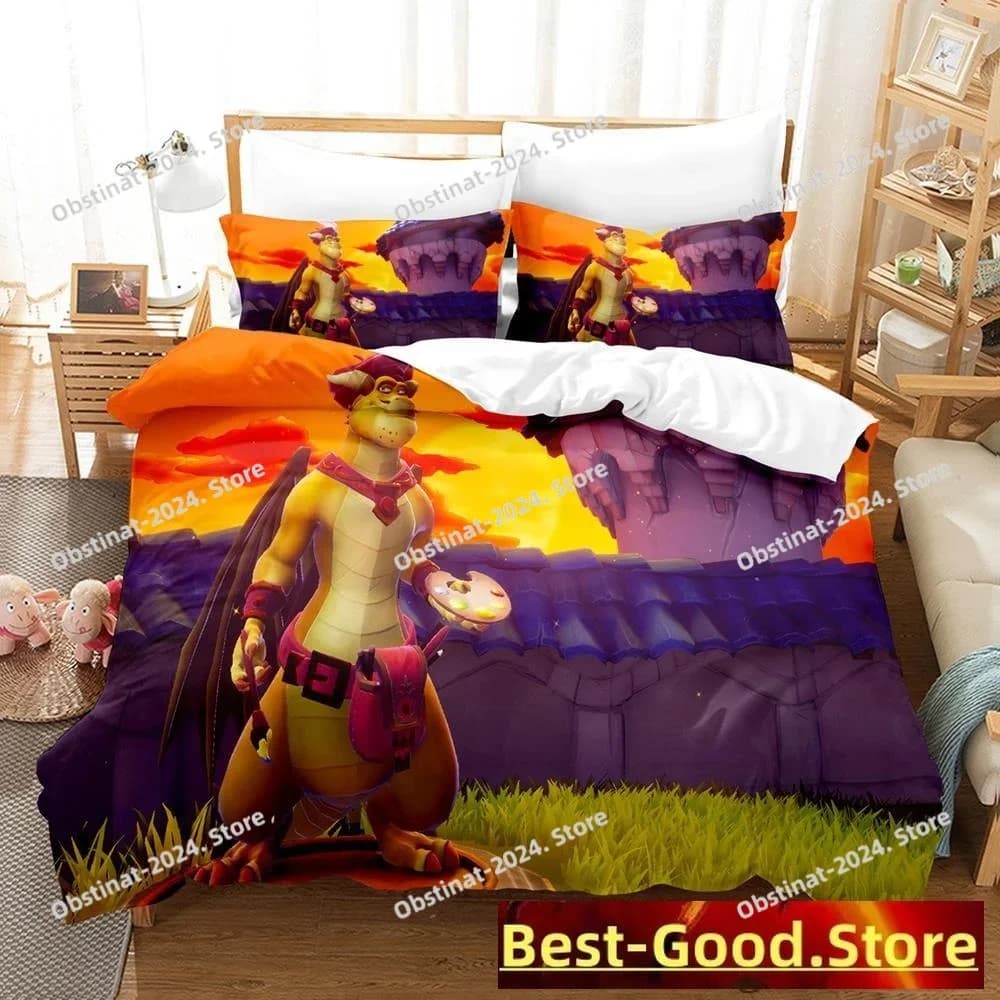 Nuovo set di biancheria da letto con trilogia reignita Spyro stampato trapunta singola trapunta copripiumino federa set da 3 pezzi per bambini taglia adulto