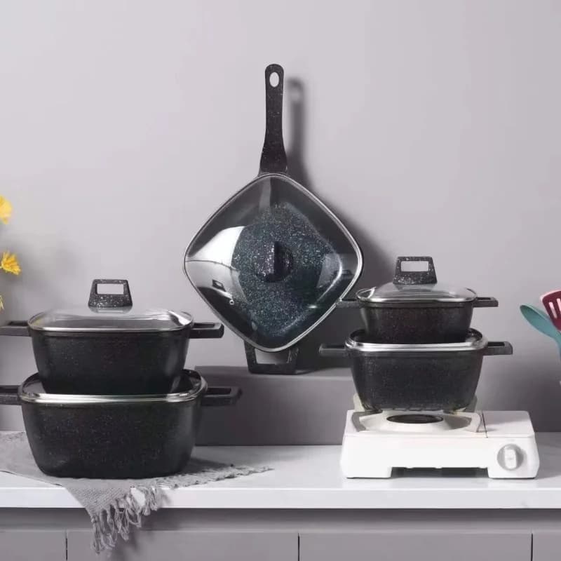 New non-stick aluminum soup pan with frying pan