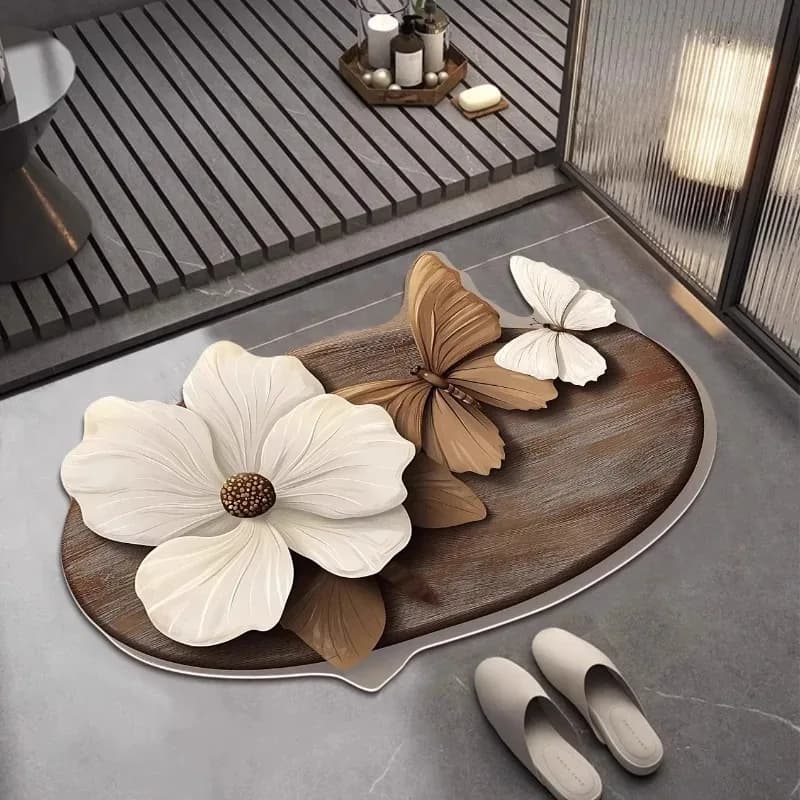 VIKAMA Tappetino da bagno floreale di lusso leggero, tappetino da cucina, tappetino antiscivolo assorbente per ingresso, decorazione per la casa
