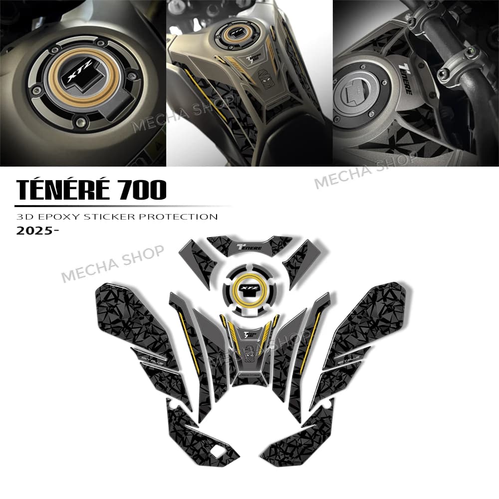 Per Tenere 700 Tenere700 2025 Accessori adesivi per serbatoio laterale Kit di protezione adesivo in resina epossidica 3D
