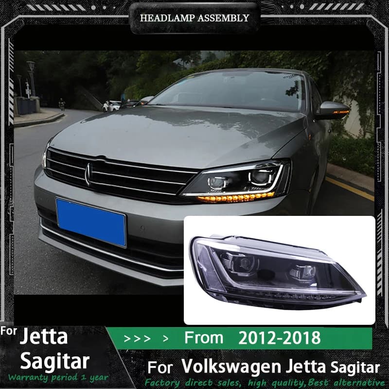 Fari auto per VW Jetta Sagitar MK6 Faro A LED 2011-2018 Fari DRL Indicatori di direzione Abbaglianti Doppio U Lente Del Proiettore