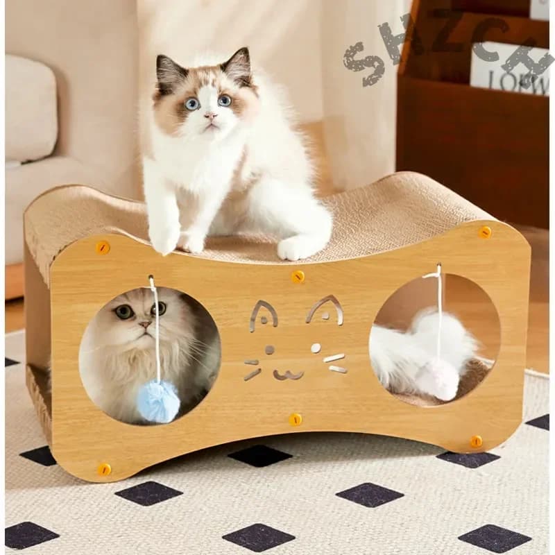 Double-Layer Vertical Cat Scratching Board with Climbing Frame – Durable, Shed-Free Pet Toy for Indoor Play
