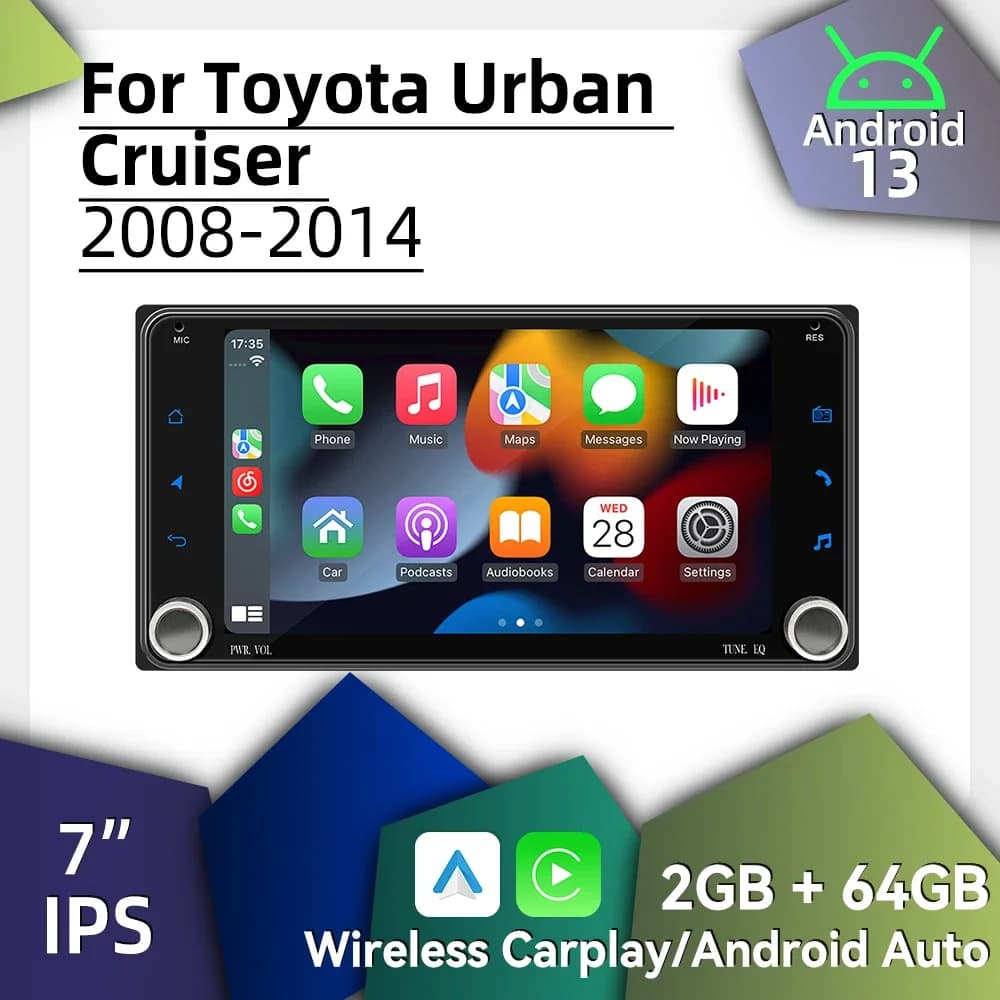 Wireless Carplay Car Multimedia Android Radio for Toyota Urban Cruiser 2008-2014 7" Screen Stereo 2 Din Autoradio Head Unit GPS